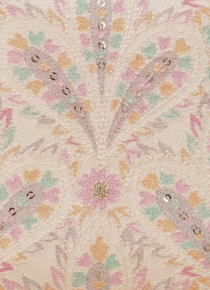 Off White Embroidered Zip Wallet AMYRA - Fabilicious Fashion