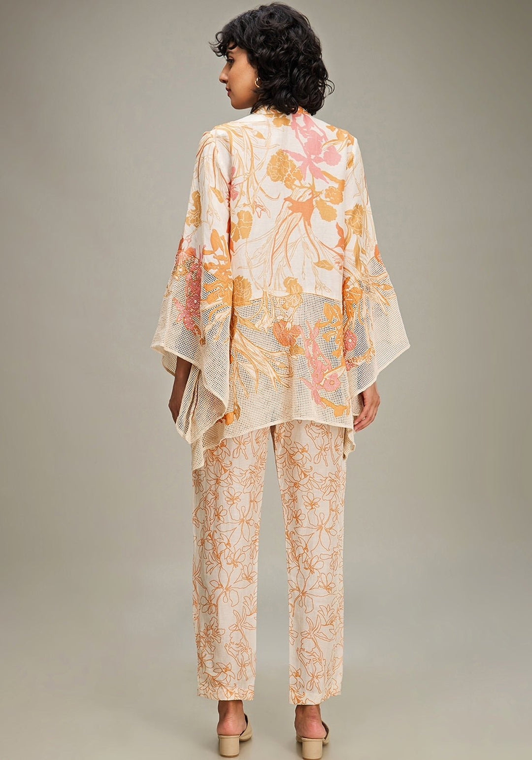 Off White Flora Printed Linen Shirt And Pant Set Soup By Sougat Paul - Fabilicious Fashion