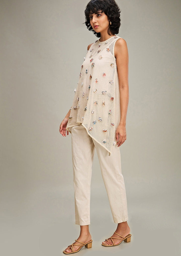 Off White Floral Embroidered Co Ord Set Soup By Sougat Paul - Fabilicious Fashion