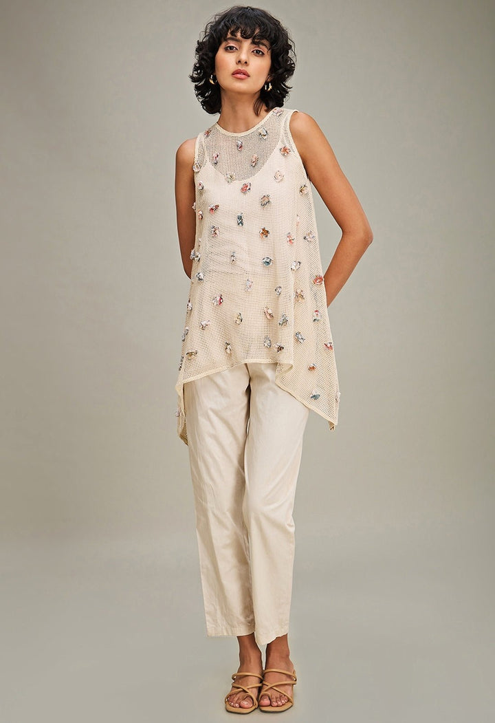 Off White Floral Embroidered Co Ord Set Soup By Sougat Paul - Fabilicious Fashion