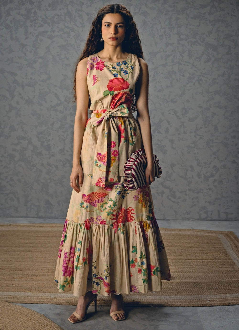 Off White Floral Maxi Dress Paulmi and Harsh X Ease - Fabilicious Fashion