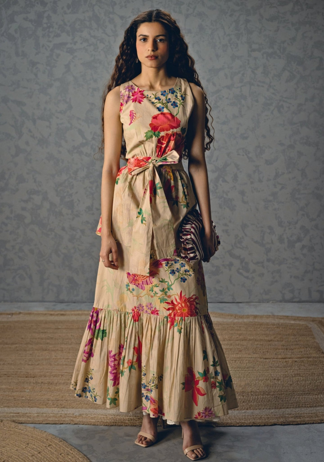 Off White Floral Maxi Dress Paulmi and Harsh X Ease - Fabilicious Fashion
