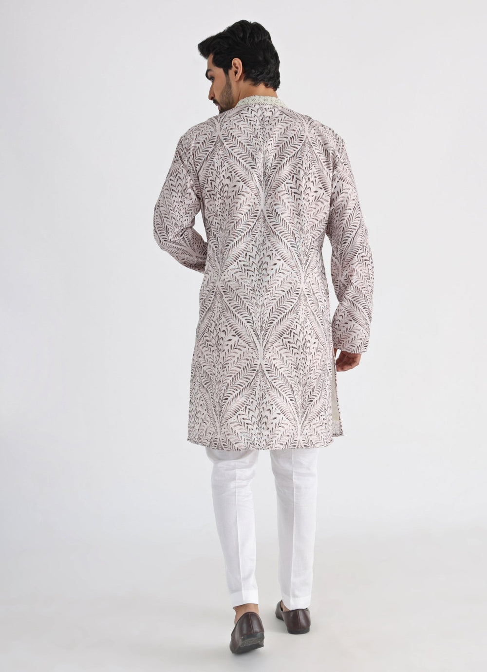 Off White Printed And Embroidered Kurta Pant Set Smriti - Fabilicious Fashion