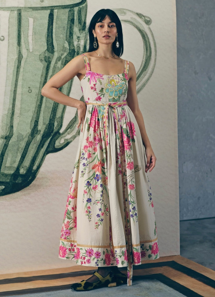 Off White Printed Cotton Dress Paulmi and Harsh X Ease - Fabilicious Fashion