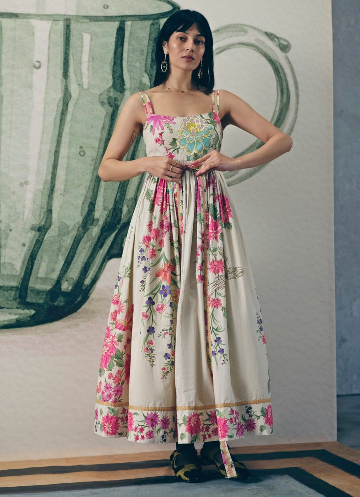Off White Printed Cotton Dress Paulmi and Harsh X Ease - Fabilicious Fashion
