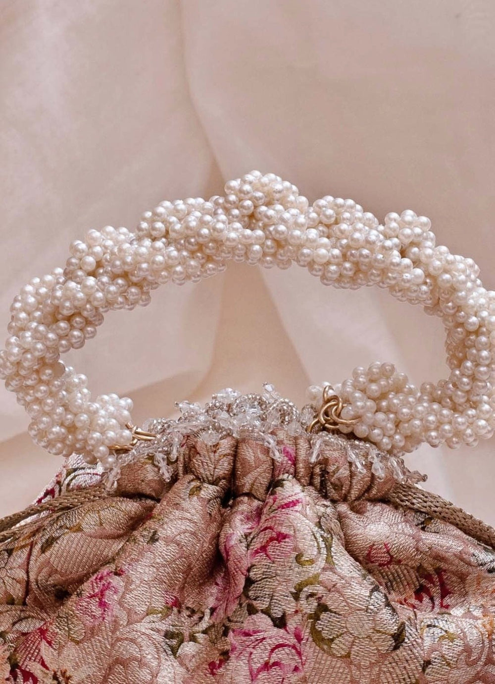 Old Rose Brocade Bucket Bag AMYRA - Fabilicious Fashion