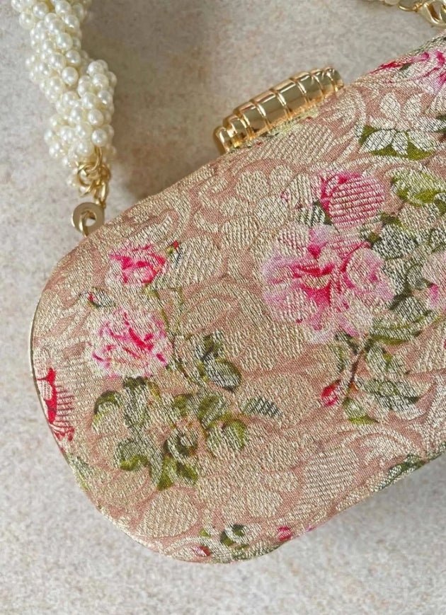 Old Rose Brocade Clutch AMYRA - Fabilicious Fashion