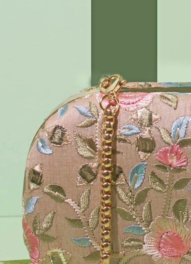 Old Rose Embroidered Clutch AMYRA - Fabilicious Fashion