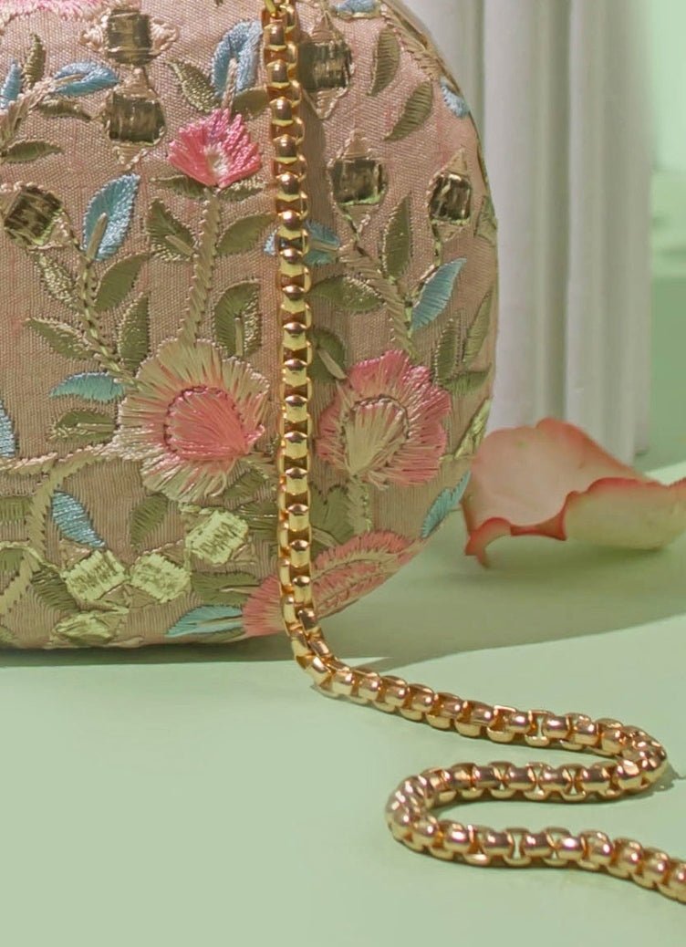 Old Rose Embroidered Clutch AMYRA - Fabilicious Fashion