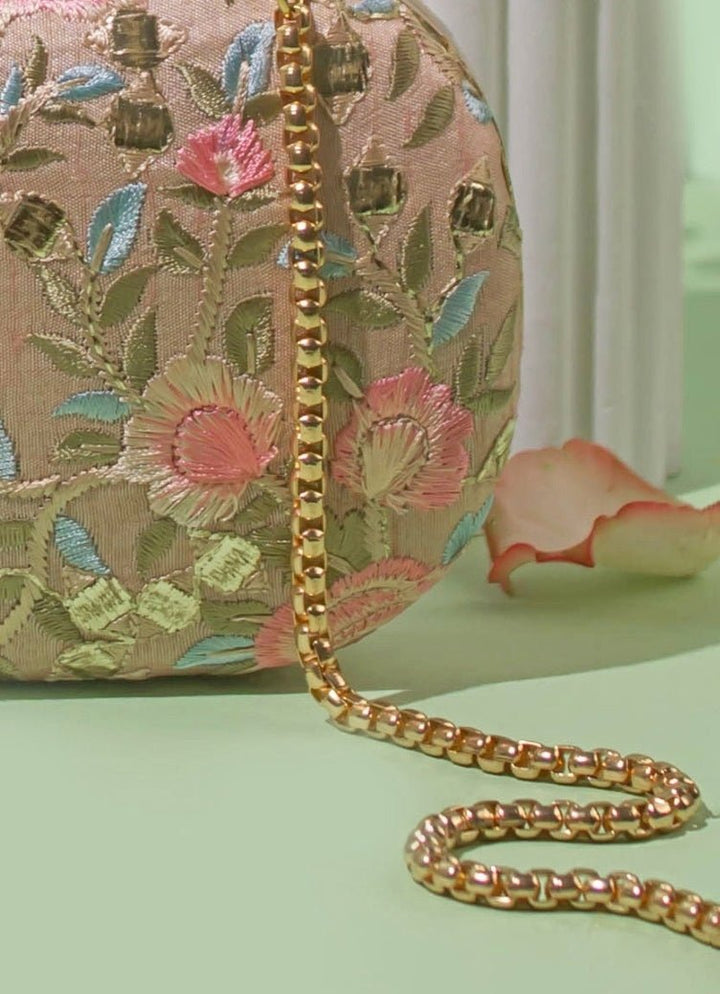 Old Rose Embroidered Clutch AMYRA - Fabilicious Fashion