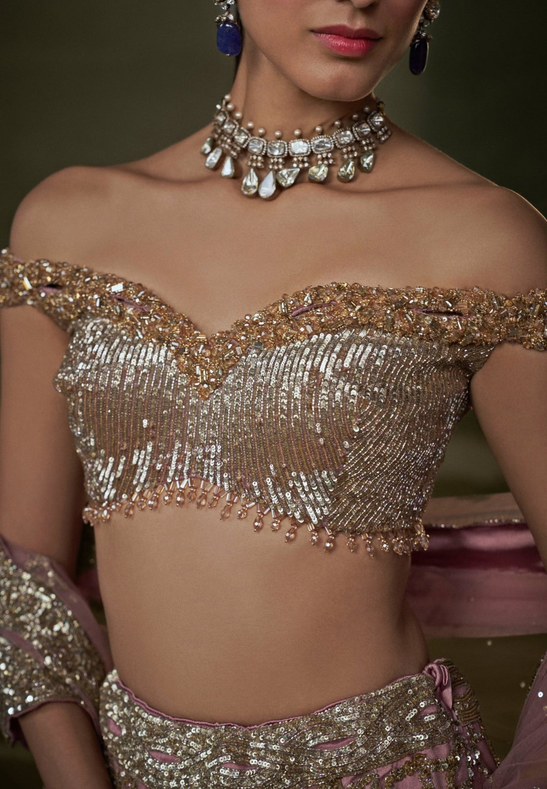 Old Rose Pink Soft Net Lehenga Set Nitika Gujral - Fabilicious Fashion