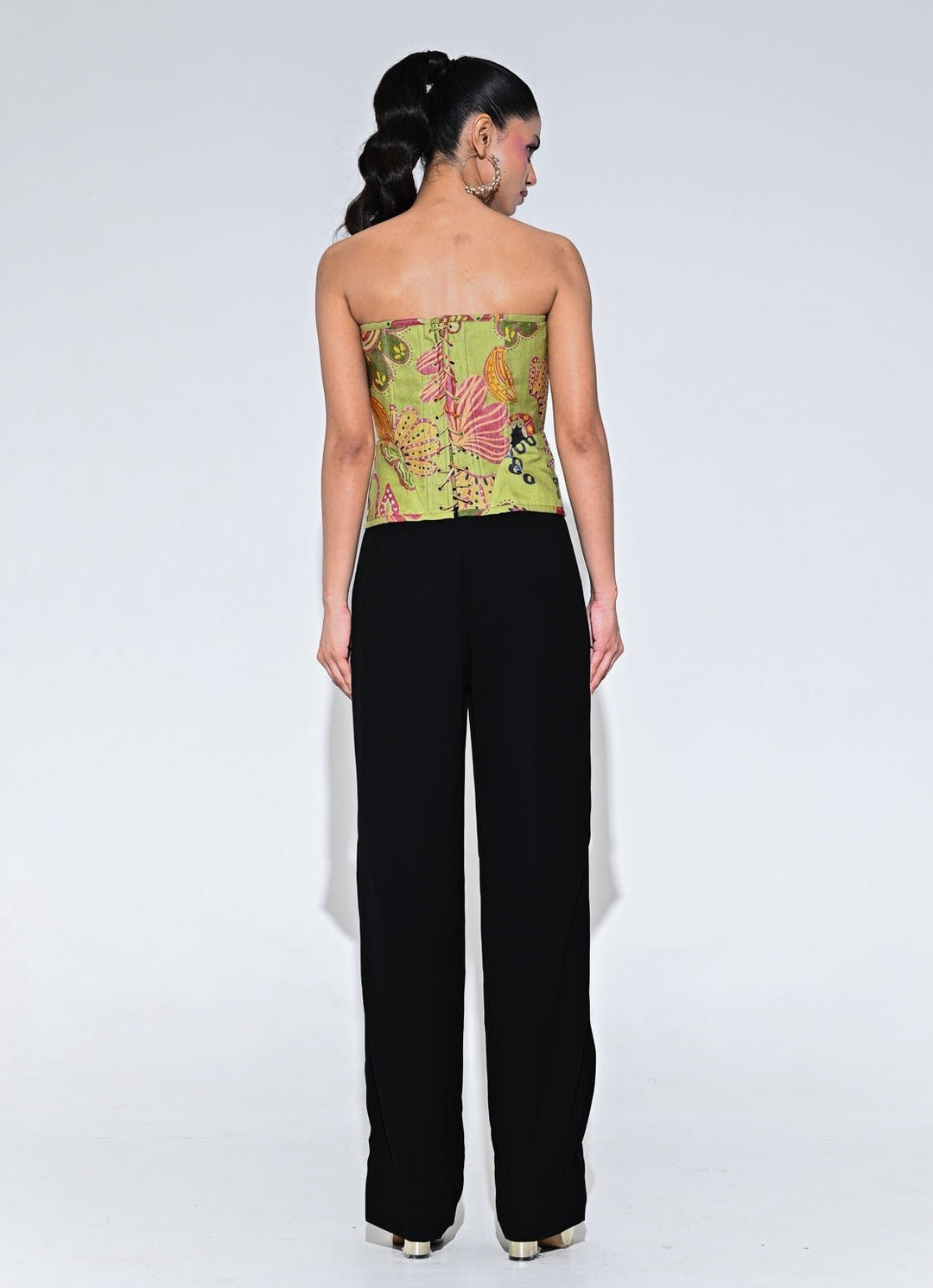 Juhi Bengani Olive Green And Black Organza Corset Pants SetFabilicious Fashion