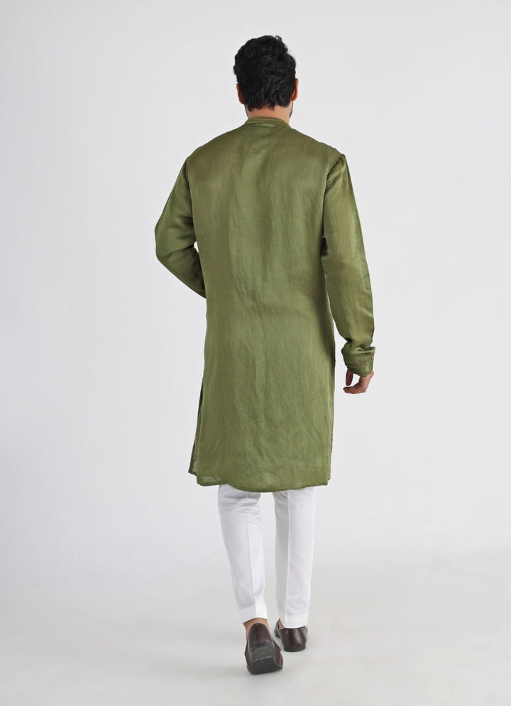 Olive Green Embroidered Kurta Pant Set Smriti - Fabilicious Fashion