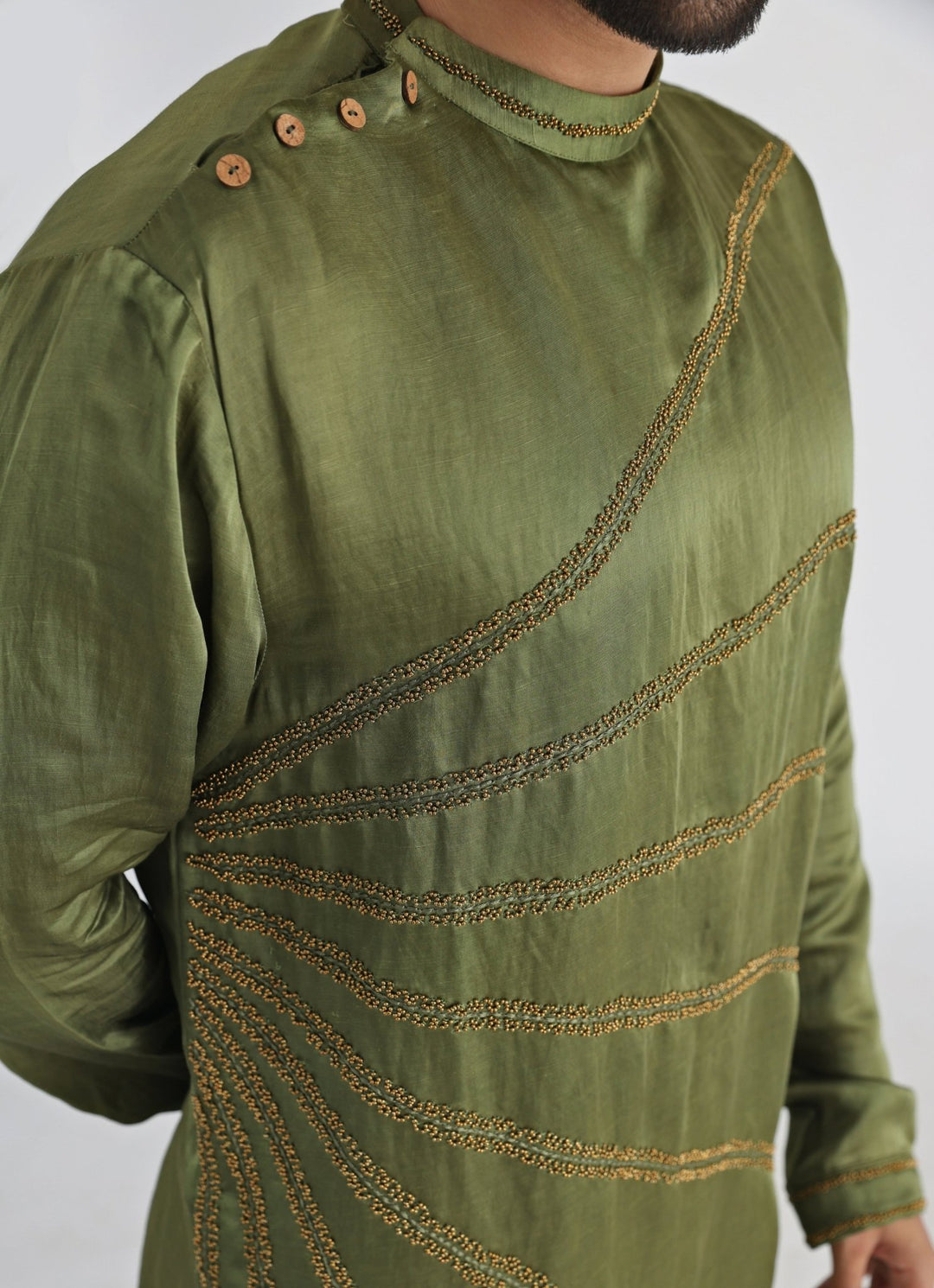 Olive Green Embroidered Kurta Pant Set Smriti - Fabilicious Fashion
