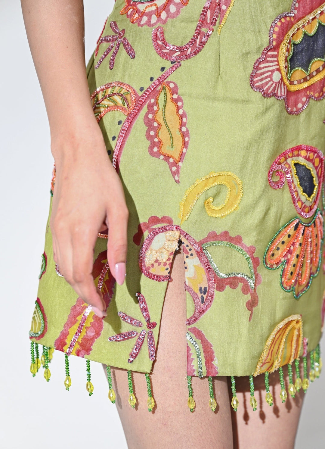 Olive Green Embroidered Organza Dress Juhi Bengani - Fabilicious Fashion