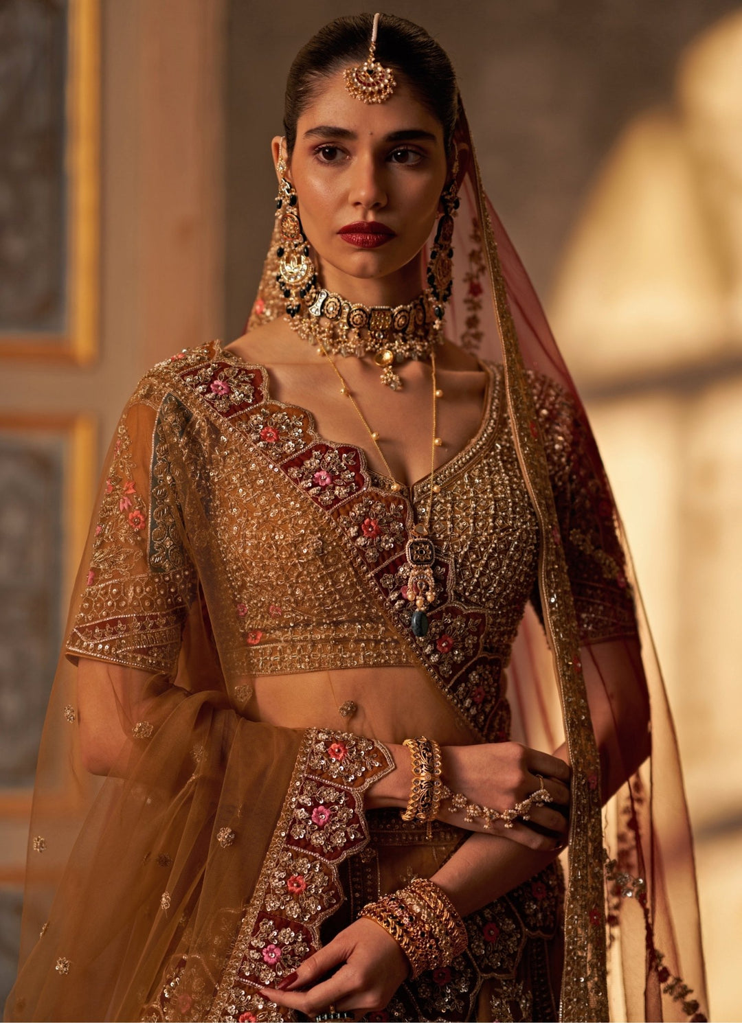 Angad Singh Olive Green Organza Double Dupatta Bridal Lehenga SetFabilicious Fashion