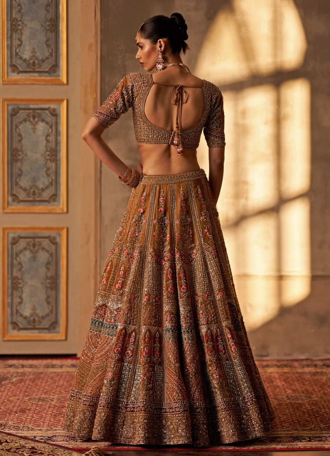 Angad Singh Olive Green Organza Double Dupatta Bridal Lehenga SetFabilicious Fashion
