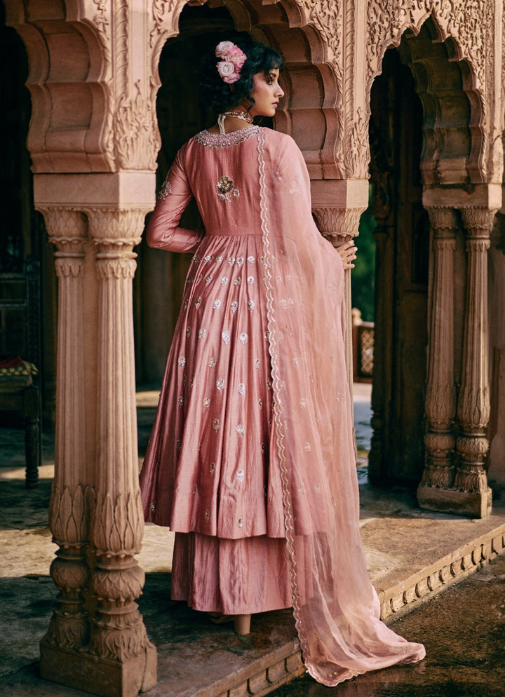 Onion Pink Silk Anarkali Set Paulmi and Harsh - Fabilicious Fashion