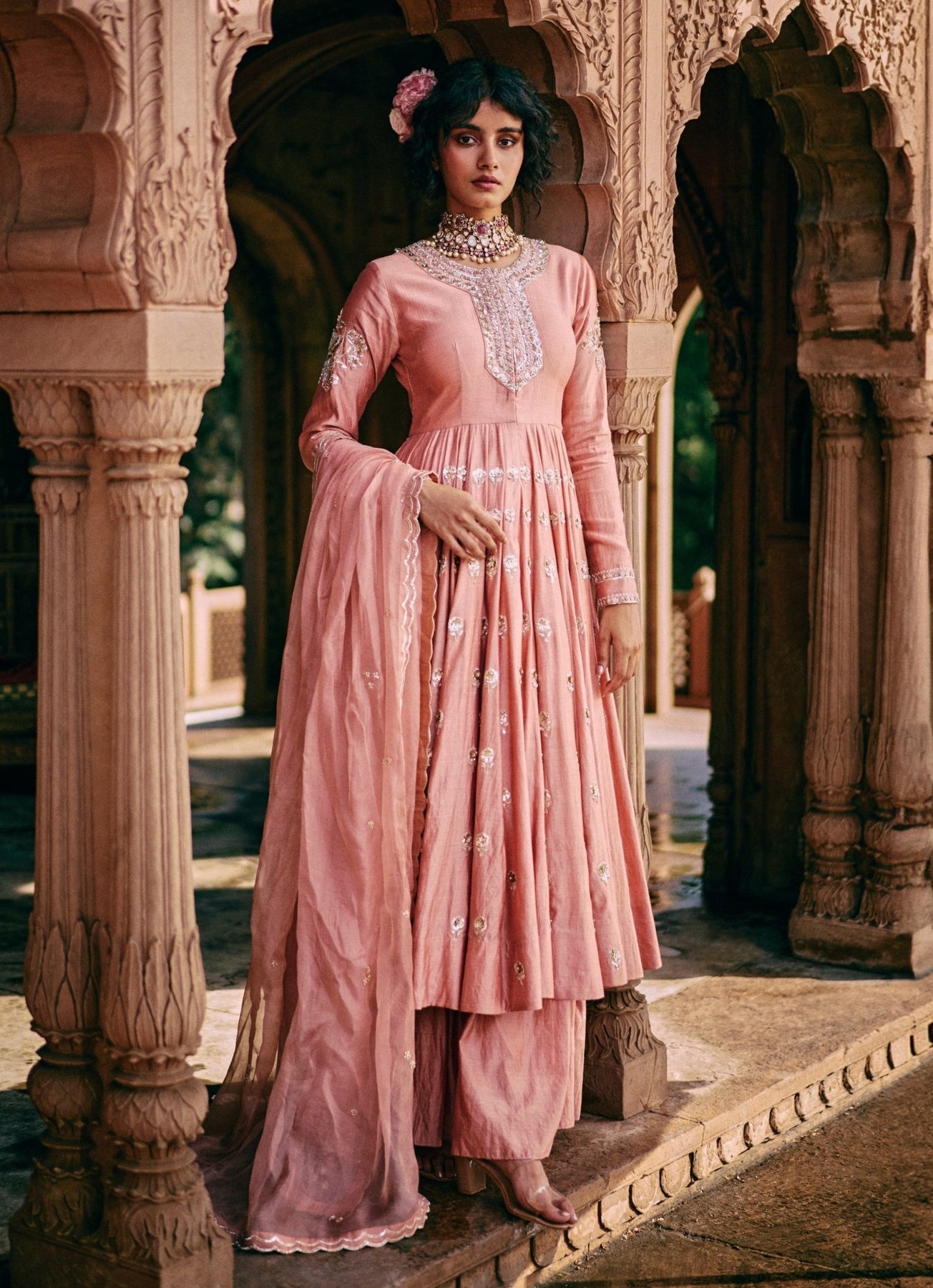 onion pink dress for women Onion Pink Solid Crepe Dress