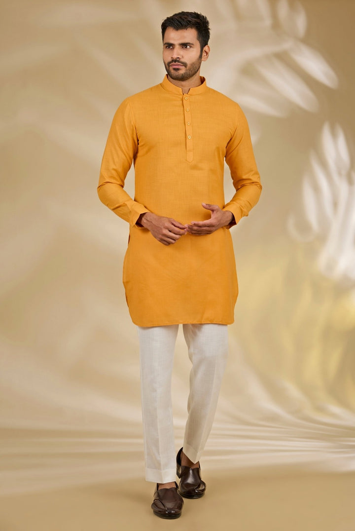 Manish Nagdeo Men Orange and Multicolour Silk Bundi SetFabilicious Fashion