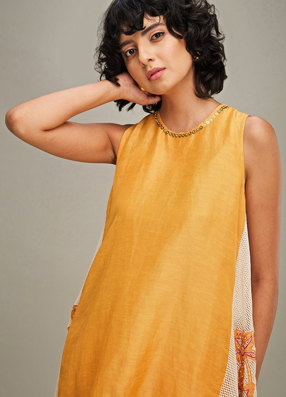 Orange Applique Asymmetric Kurta And Pant Set Soup By Sougat Paul - Fabilicious Fashion