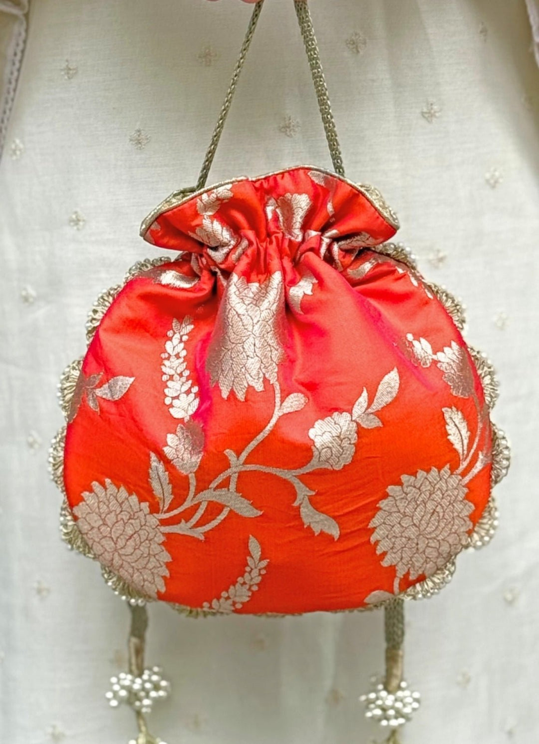 Orange Banarasi Potli AMYRA - Fabilicious Fashion