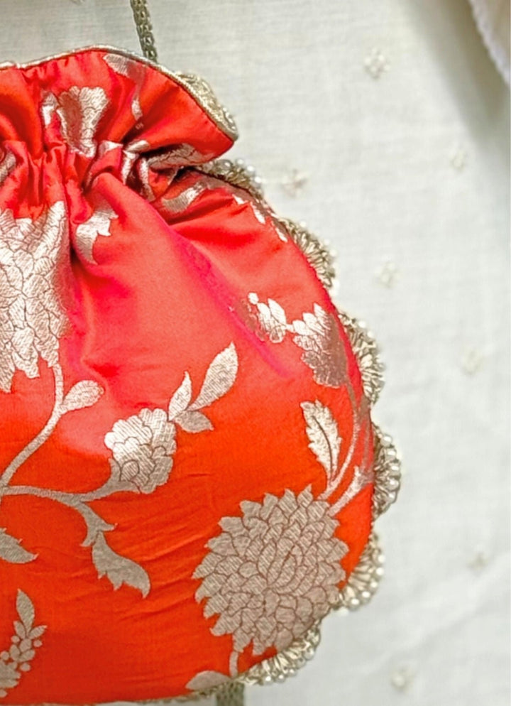 Orange Banarasi Potli AMYRA - Fabilicious Fashion