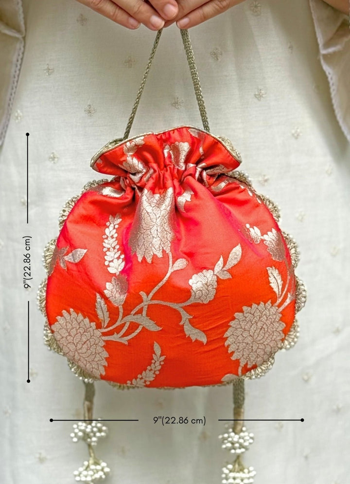 Orange Banarasi Potli AMYRA - Fabilicious Fashion