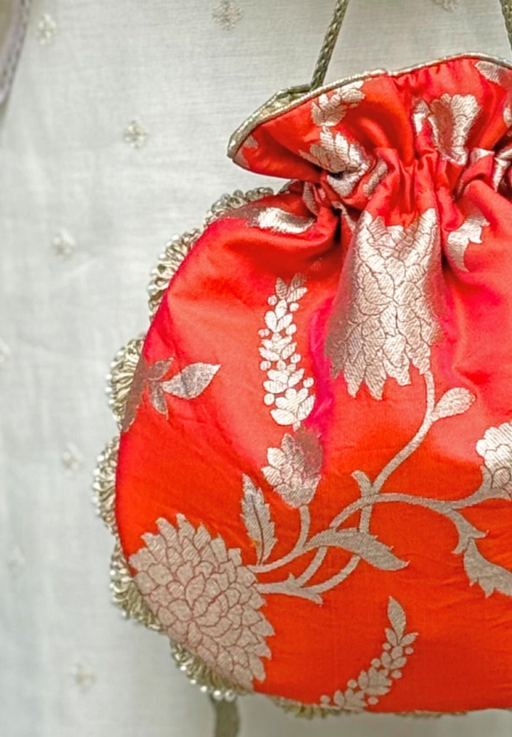 Orange Banarasi Potli AMYRA - Fabilicious Fashion