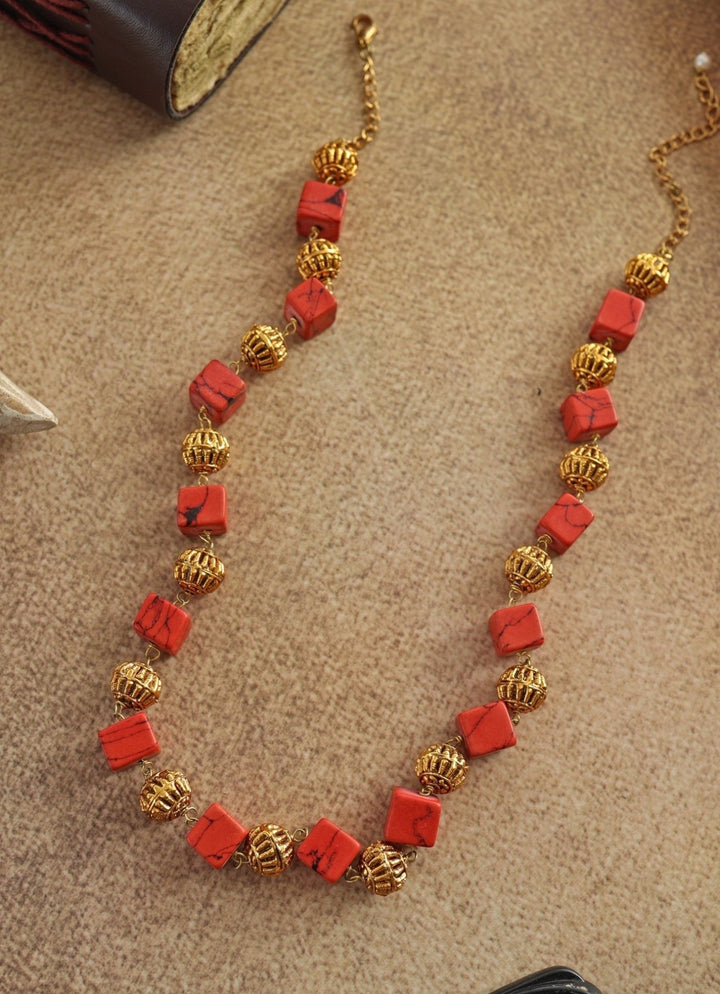 Do Taara Orange Beaded NecklaceFabilicious Fashion