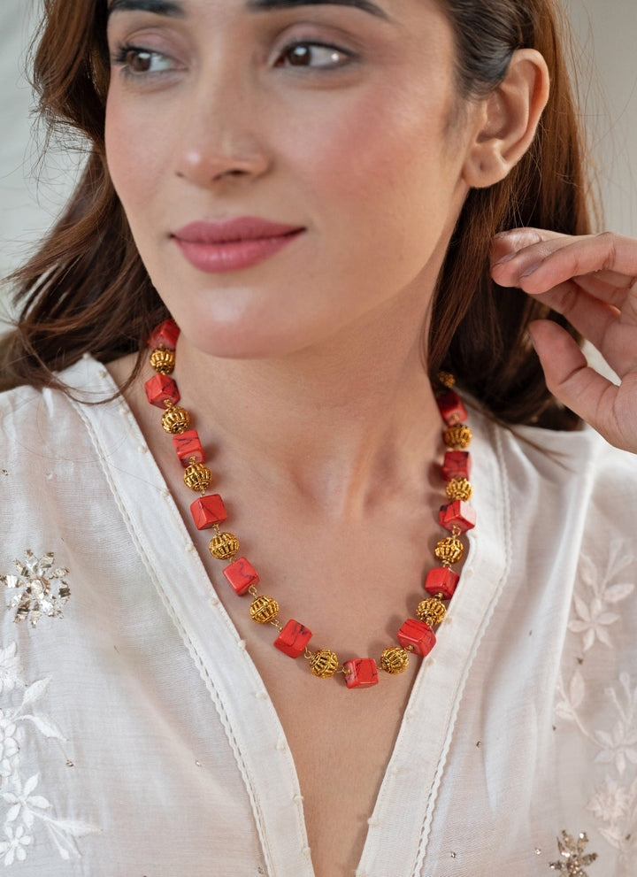 Do Taara Orange Beaded NecklaceFabilicious Fashion