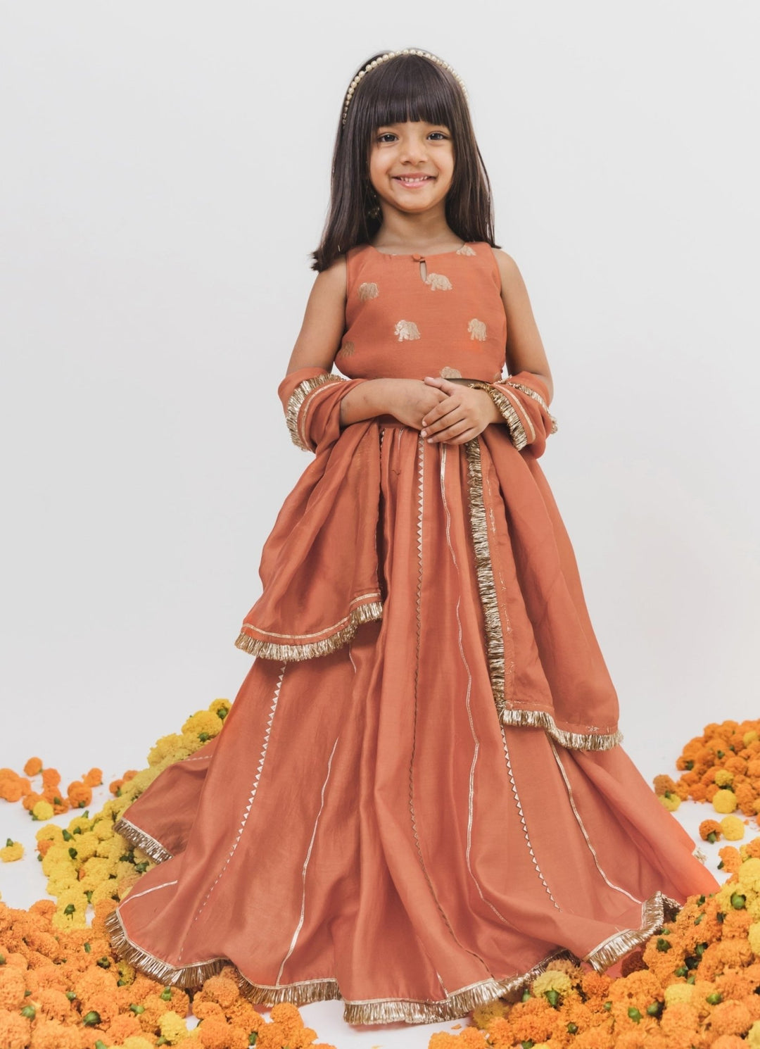 Chotibuti Orange Chanderi Lehenga SetFabilicious Fashion