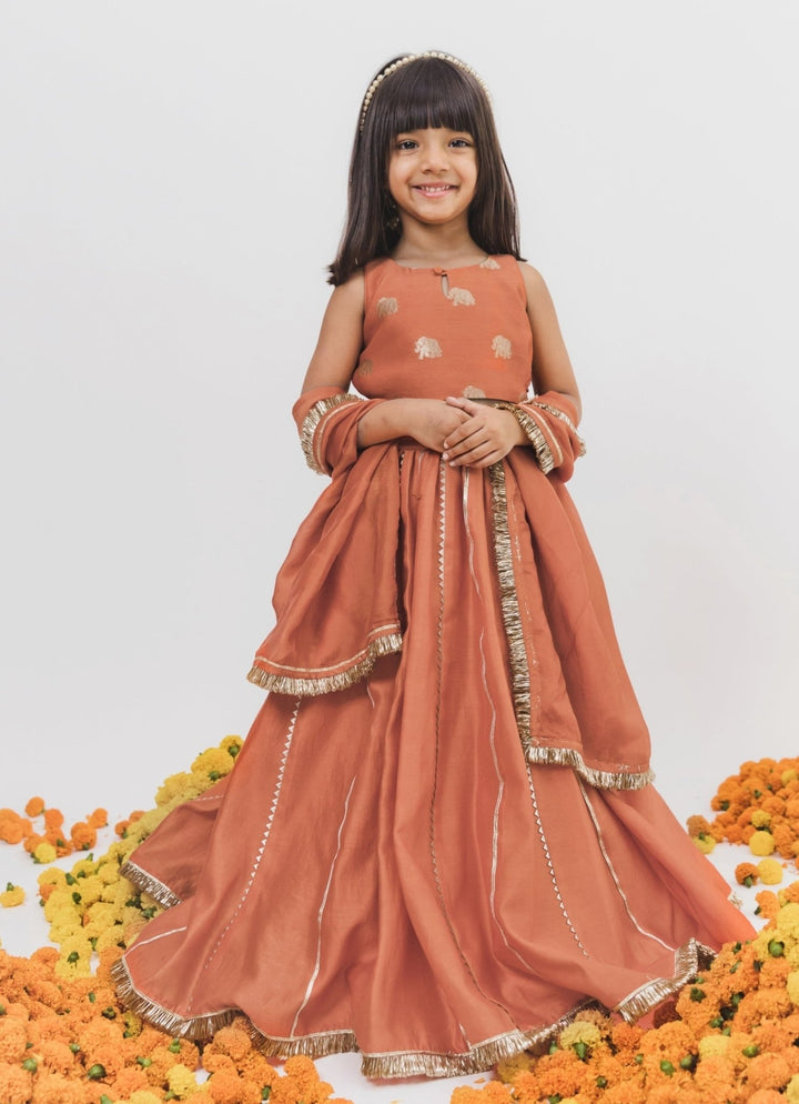 Chotibuti Orange Chanderi Lehenga SetFabilicious Fashion