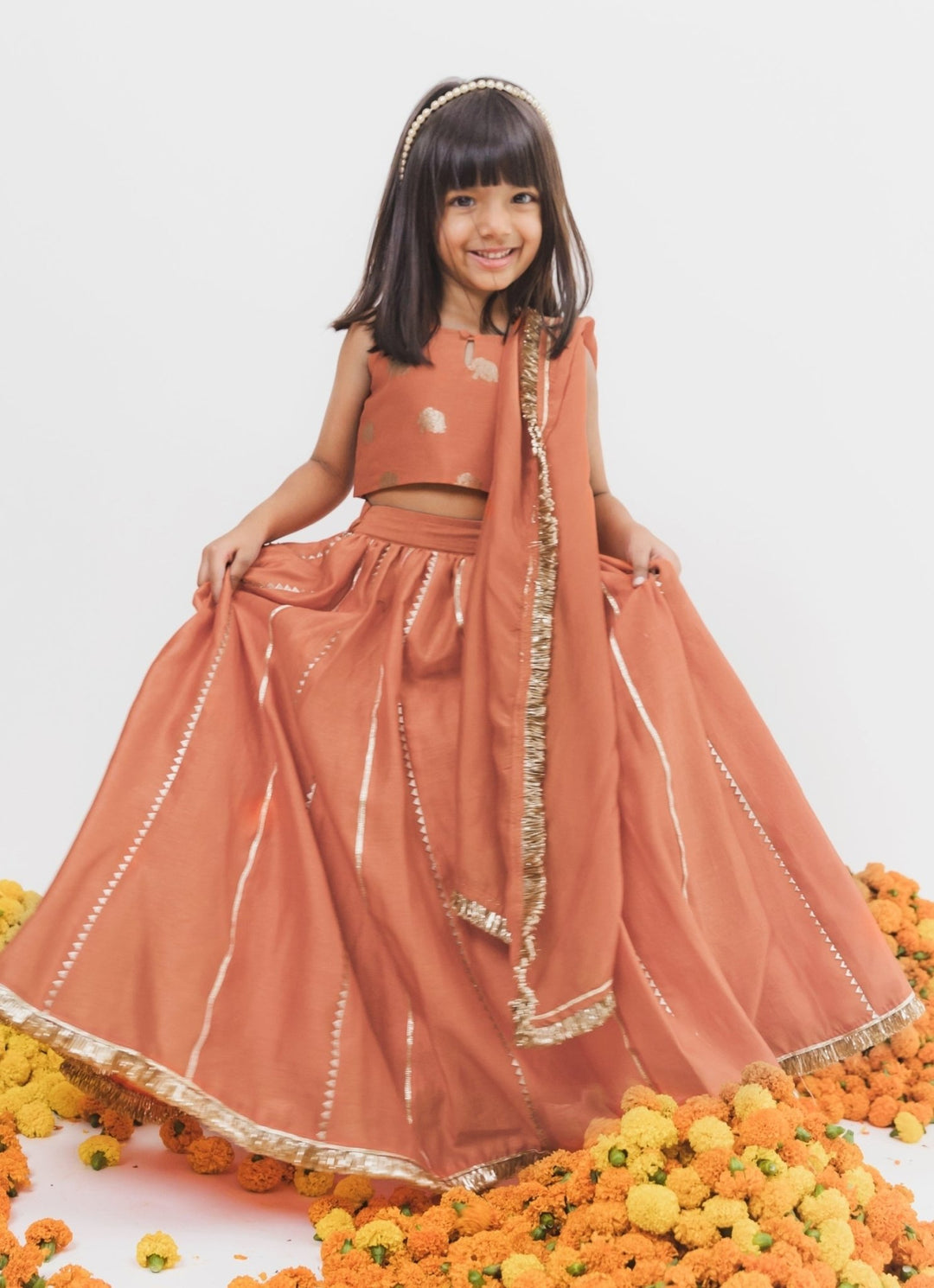 Chotibuti Orange Chanderi Lehenga SetFabilicious Fashion