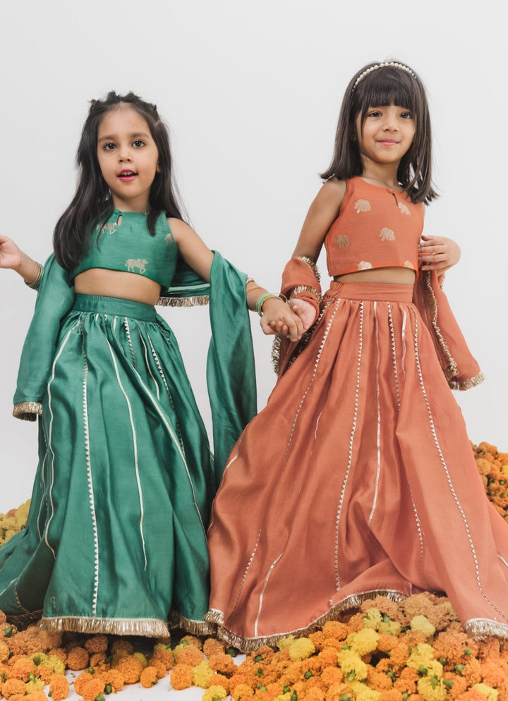 Chotibuti Orange Chanderi Lehenga SetFabilicious Fashion