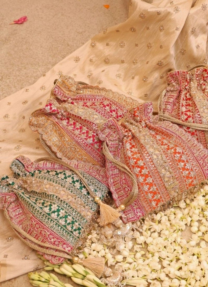 Orange Embellished Potli AMYRA - Fabilicious Fashion