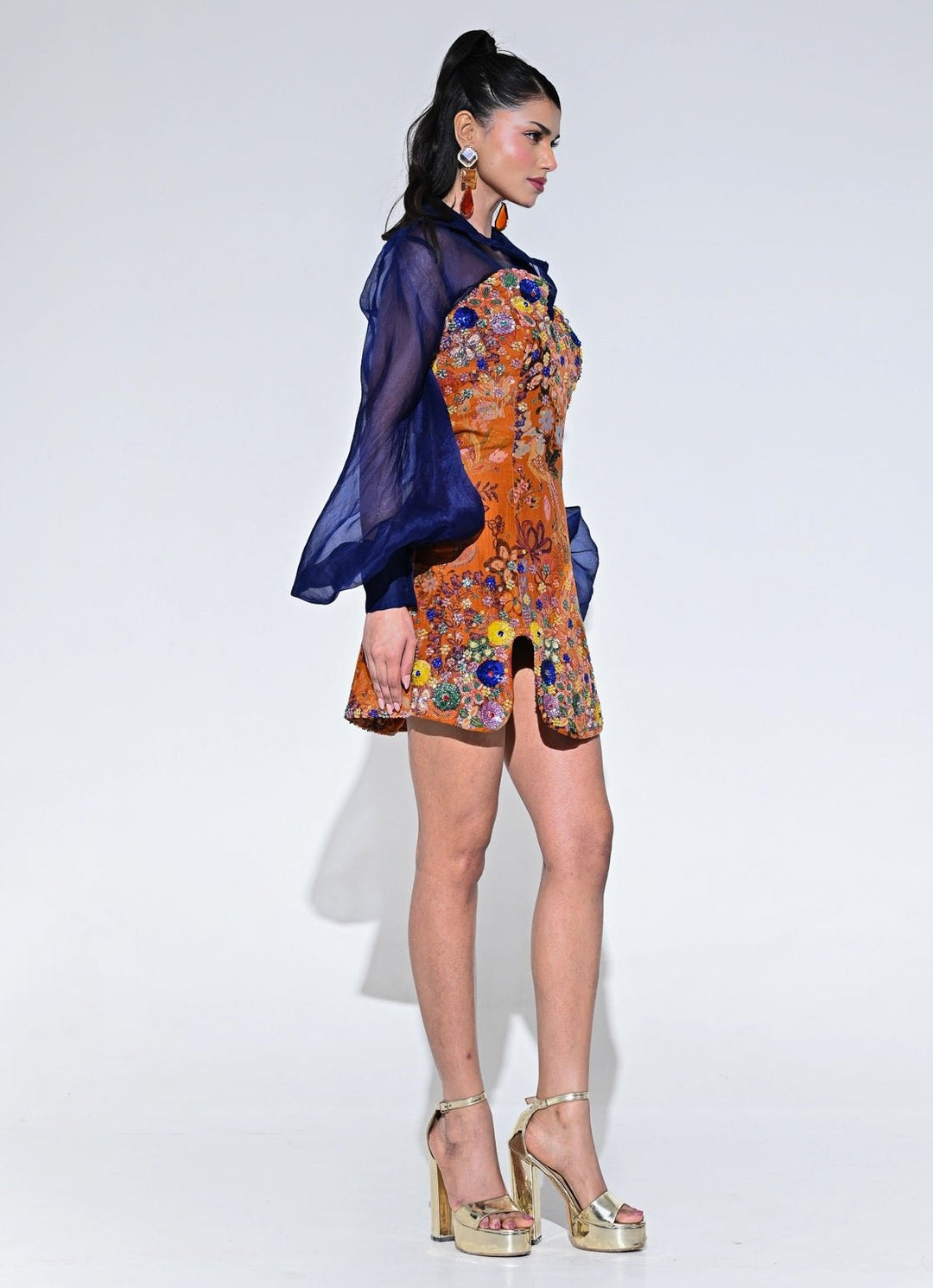 Orange Embroidered Organza Dress With Shirt Juhi Bengani - Fabilicious Fashion