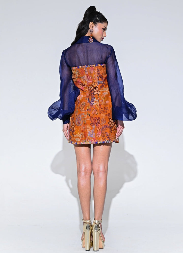 Orange Embroidered Organza Dress With Shirt Juhi Bengani - Fabilicious Fashion