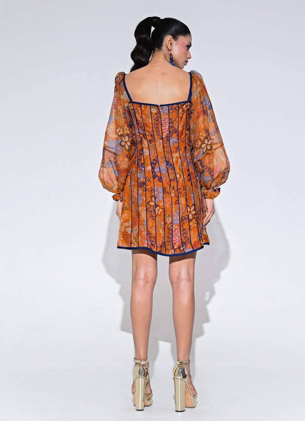 Orange Organza Corset Panelled Dress Juhi Bengani - Fabilicious Fashion