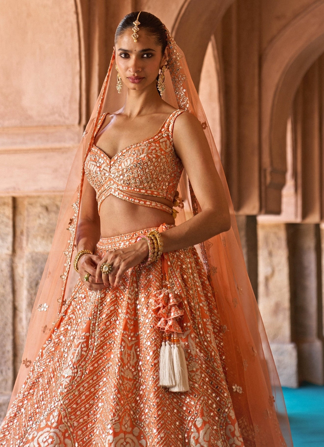 Angad Singh Orange Raw Silk Lehenga SetFabilicious Fashion