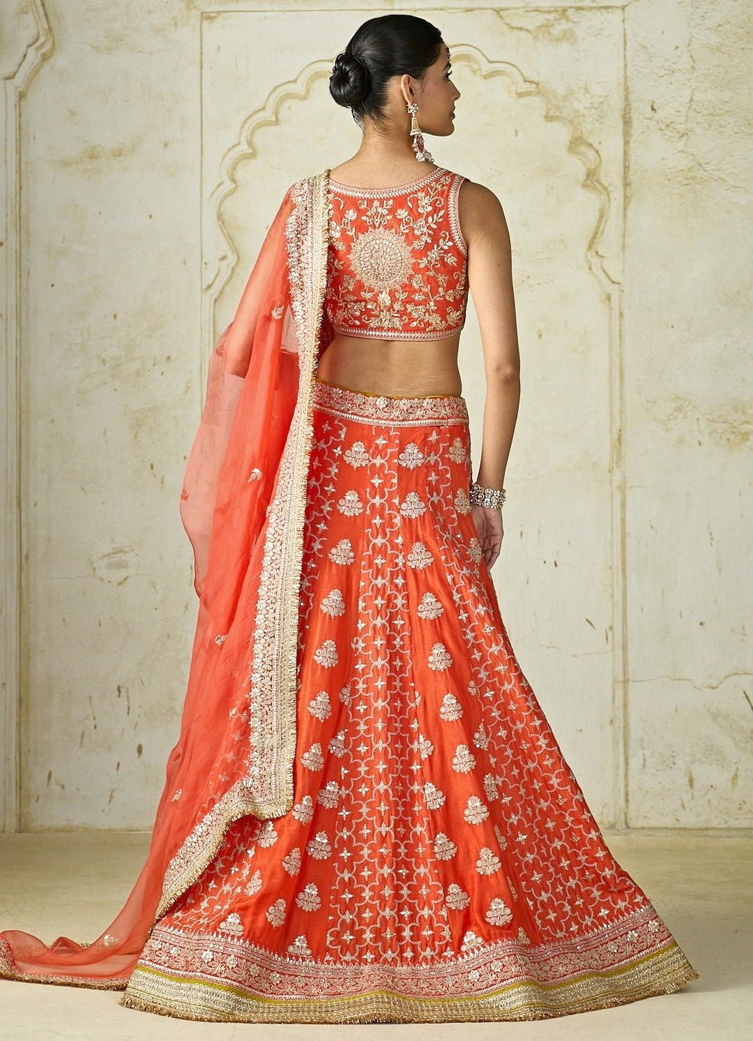 Gopi Vaid Orange Tussar Bridal Lehenga SetFabilicious Fashion