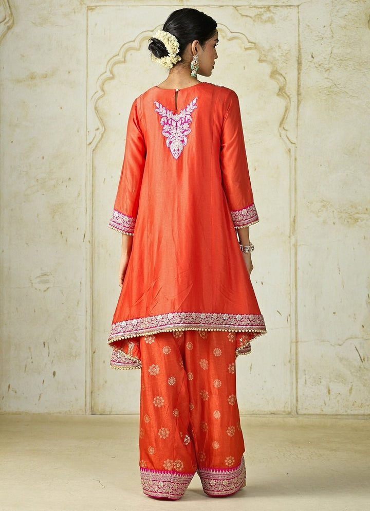 Gopi Vaid Orange Tussar Farshi Salwar Kurta SetFabilicious Fashion