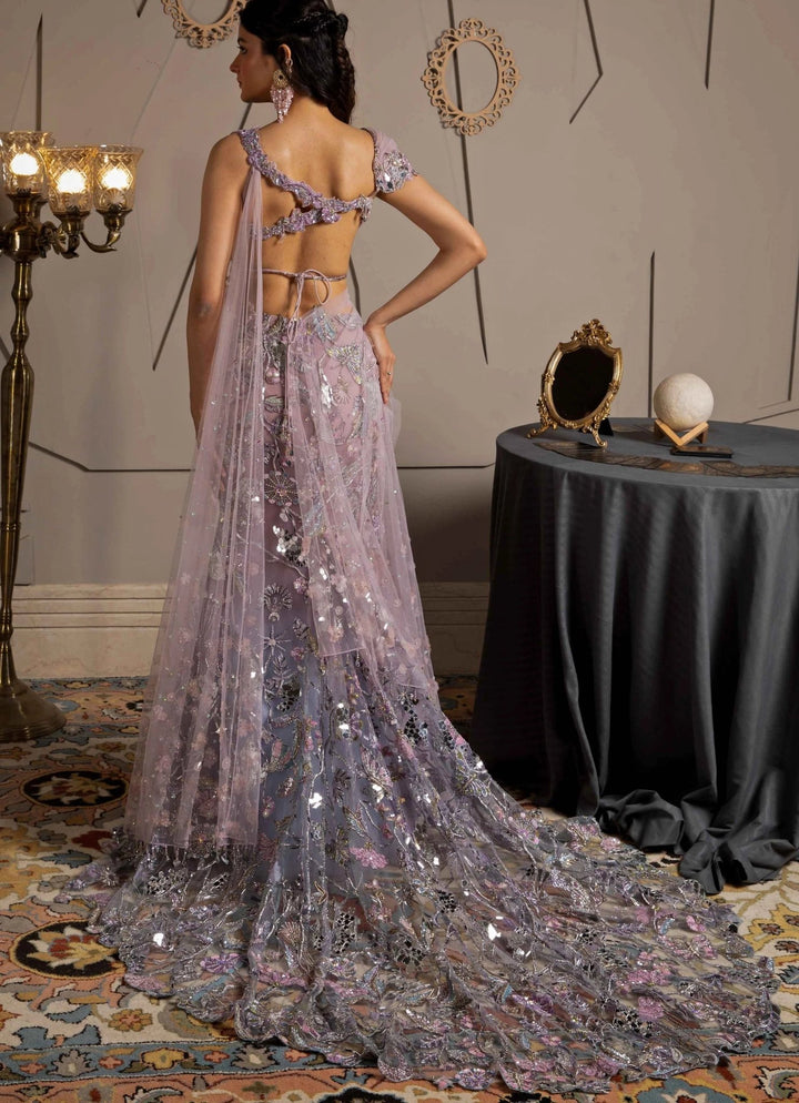 Orchid Pink and Blue Butterfly Lehenga Set Moledro - Fabilicious Fashion