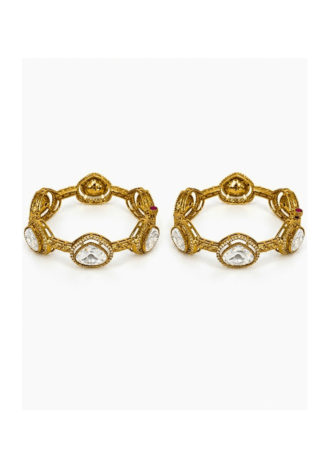 Vivinia By Vidhi Mehra Oval Moissanite Polki Statement BanglesFabilicious Fashion