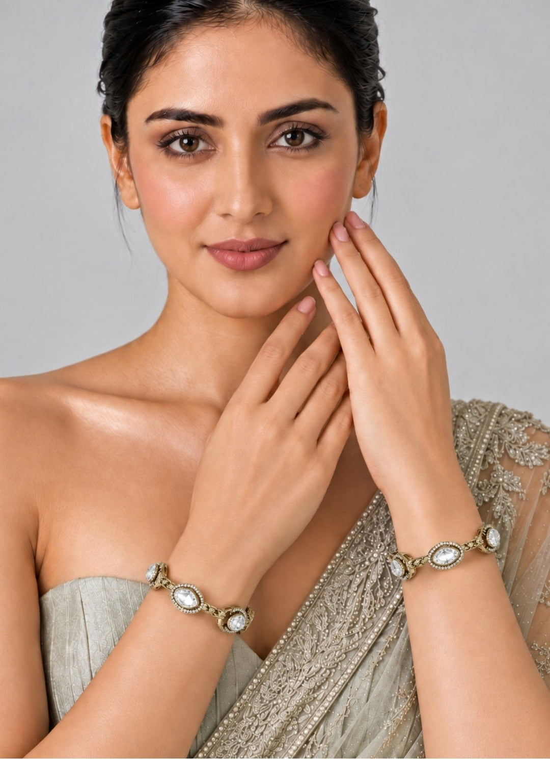 Vivinia By Vidhi Mehra Oval Moissanite Polki Statement BanglesFabilicious Fashion