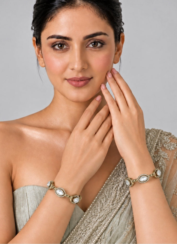 Vivinia By Vidhi Mehra Oval Moissanite Polki Statement BanglesFabilicious Fashion