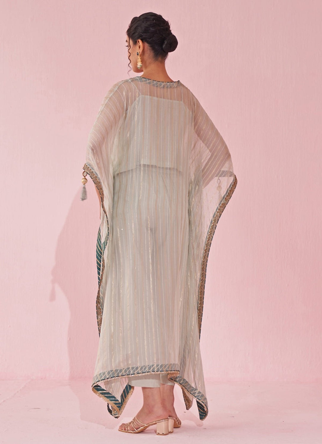 Pale Blue Organza Kaftan Pants Set Studio Bagechaa - Fabilicious Fashion