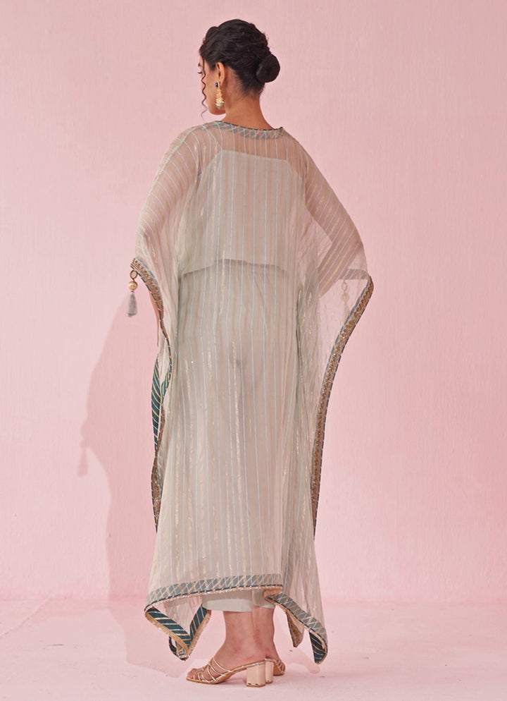 Pale Blue Organza Kaftan Pants Set Studio Bagechaa - Fabilicious Fashion