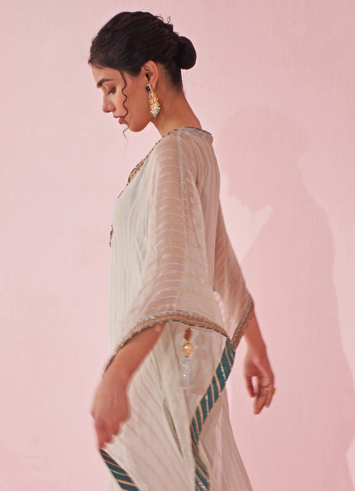 Pale Blue Organza Kaftan Pants Set Studio Bagechaa - Fabilicious Fashion