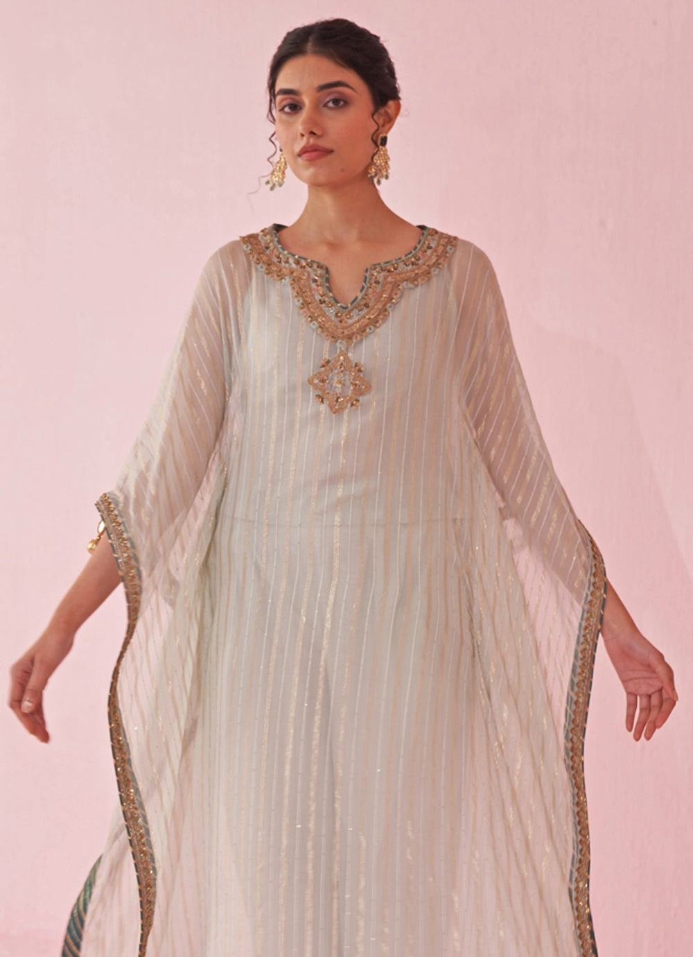 Pale Blue Organza Kaftan Pants Set Studio Bagechaa - Fabilicious Fashion